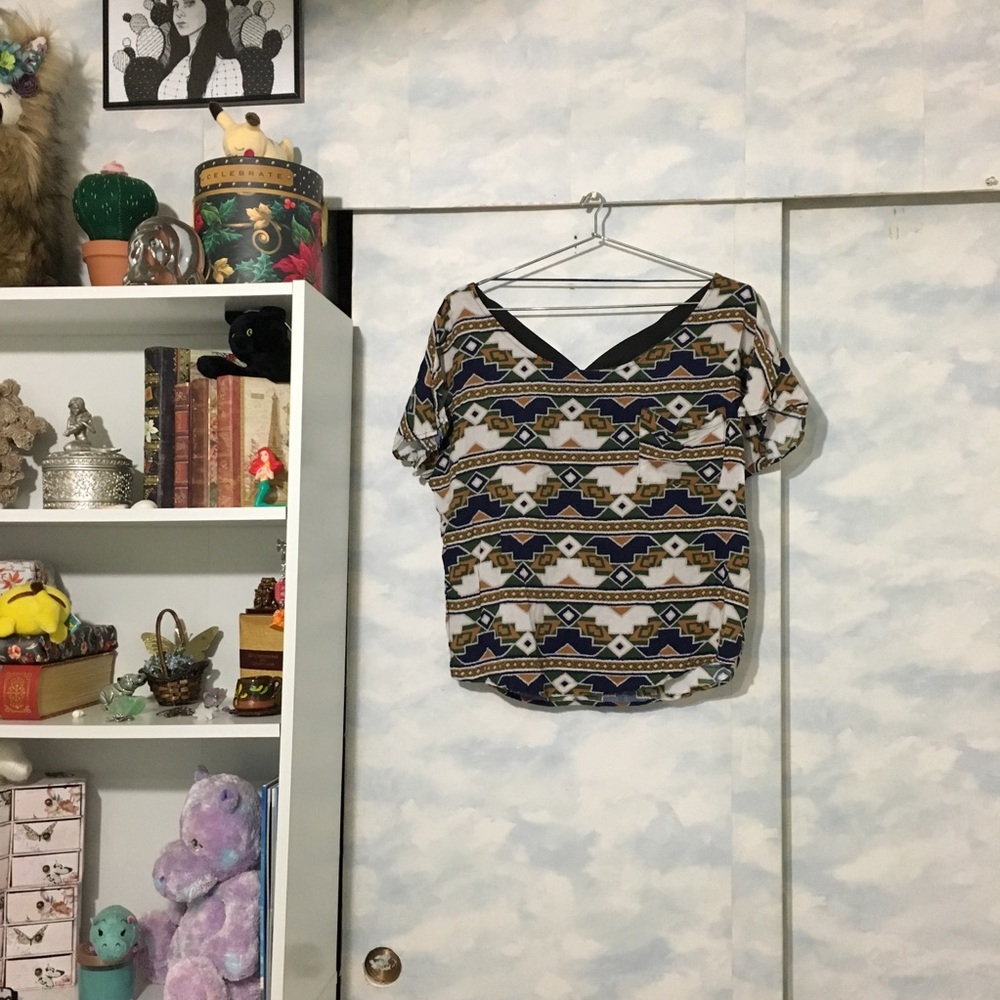 Aztec Tribal Top Strappy Open Back